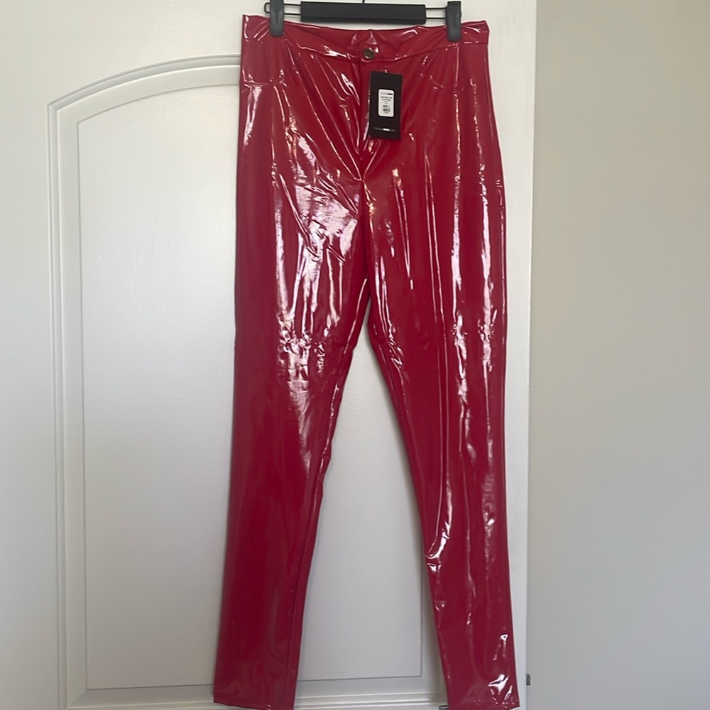 Red Vinyl Pants